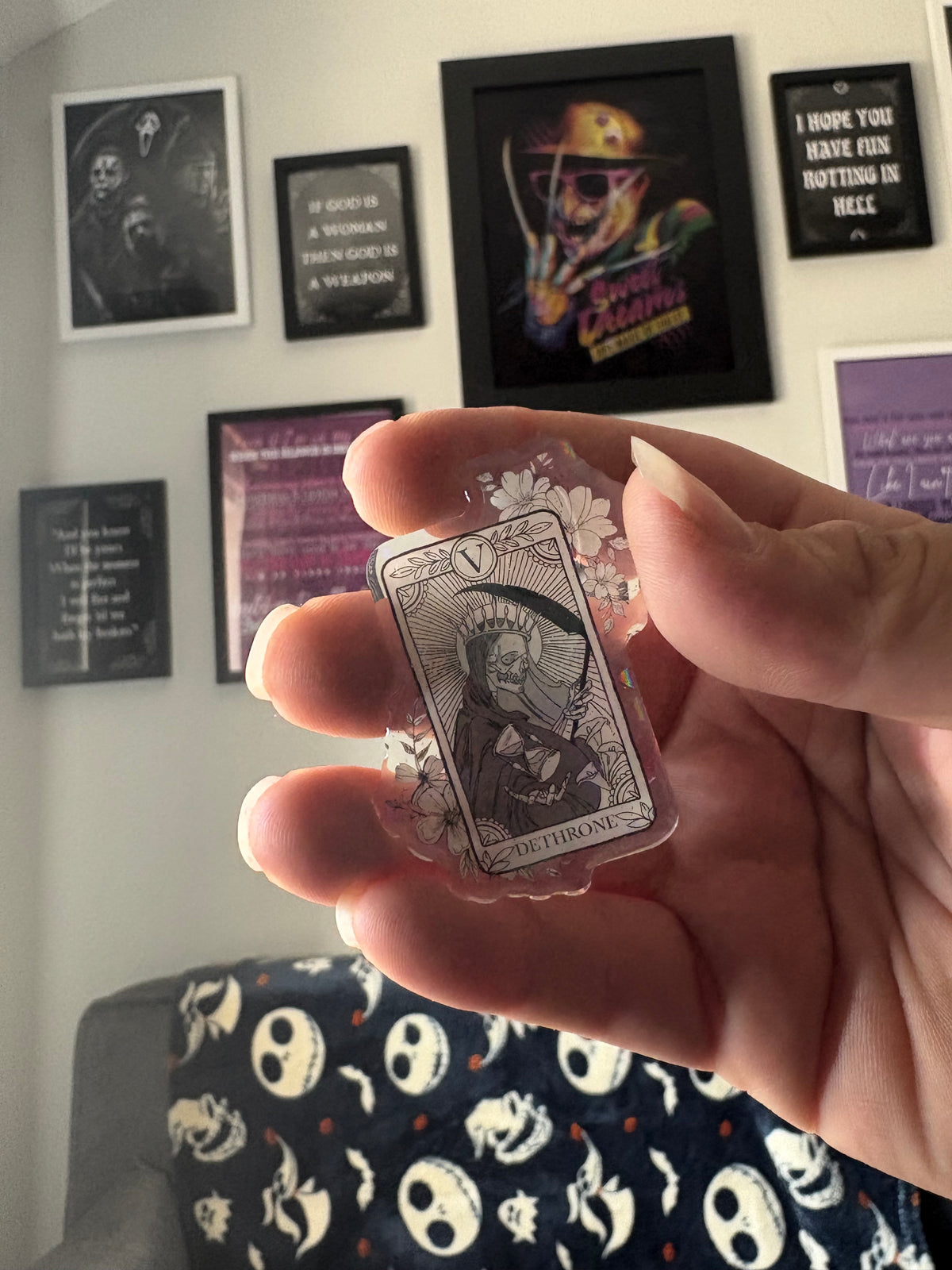 Dethrone Tarot Card Pin Badge