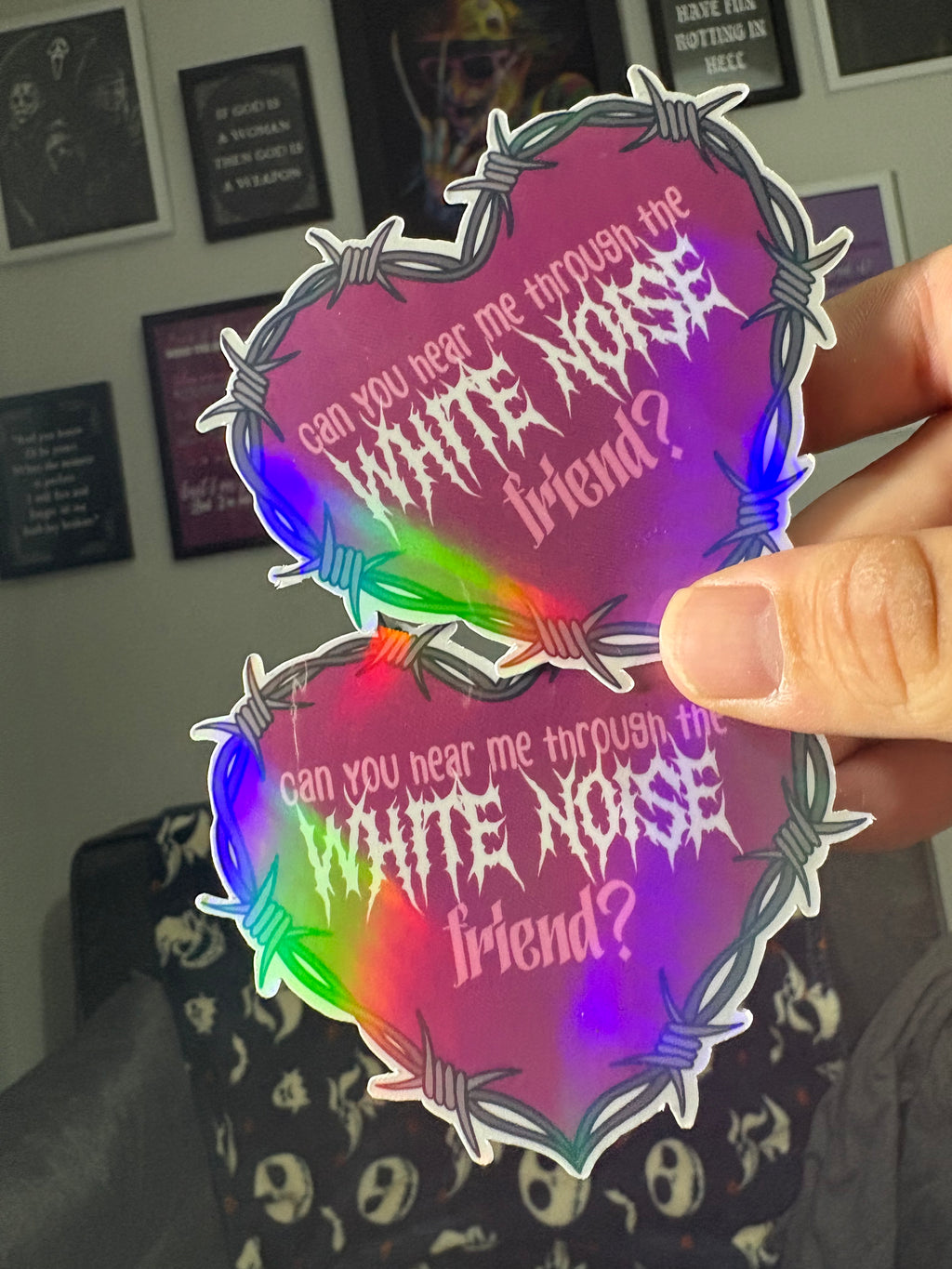 Can you hear me through the White Noise? Vinyl Sticker