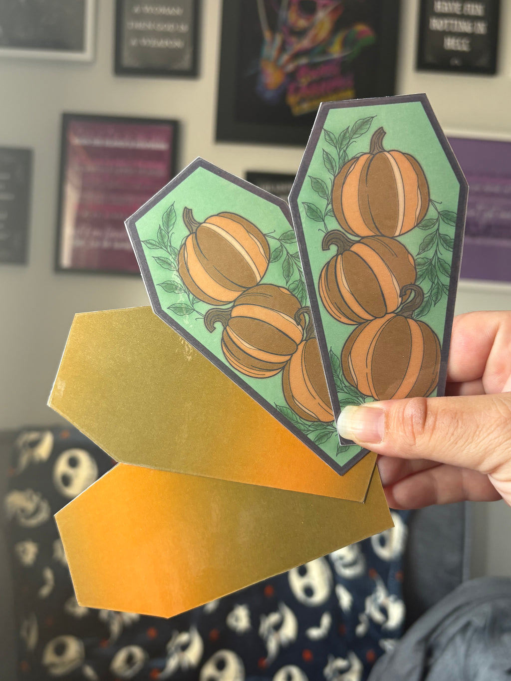 Coffin Shaped Pumpkin Bookmark