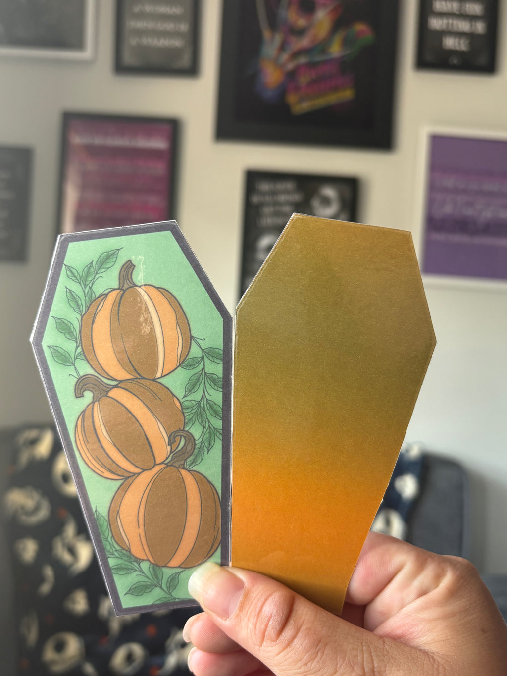 Coffin Shaped Pumpkin Bookmark