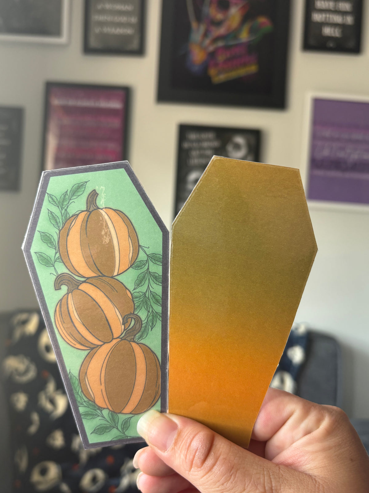 Coffin Shaped Pumpkin Bookmark