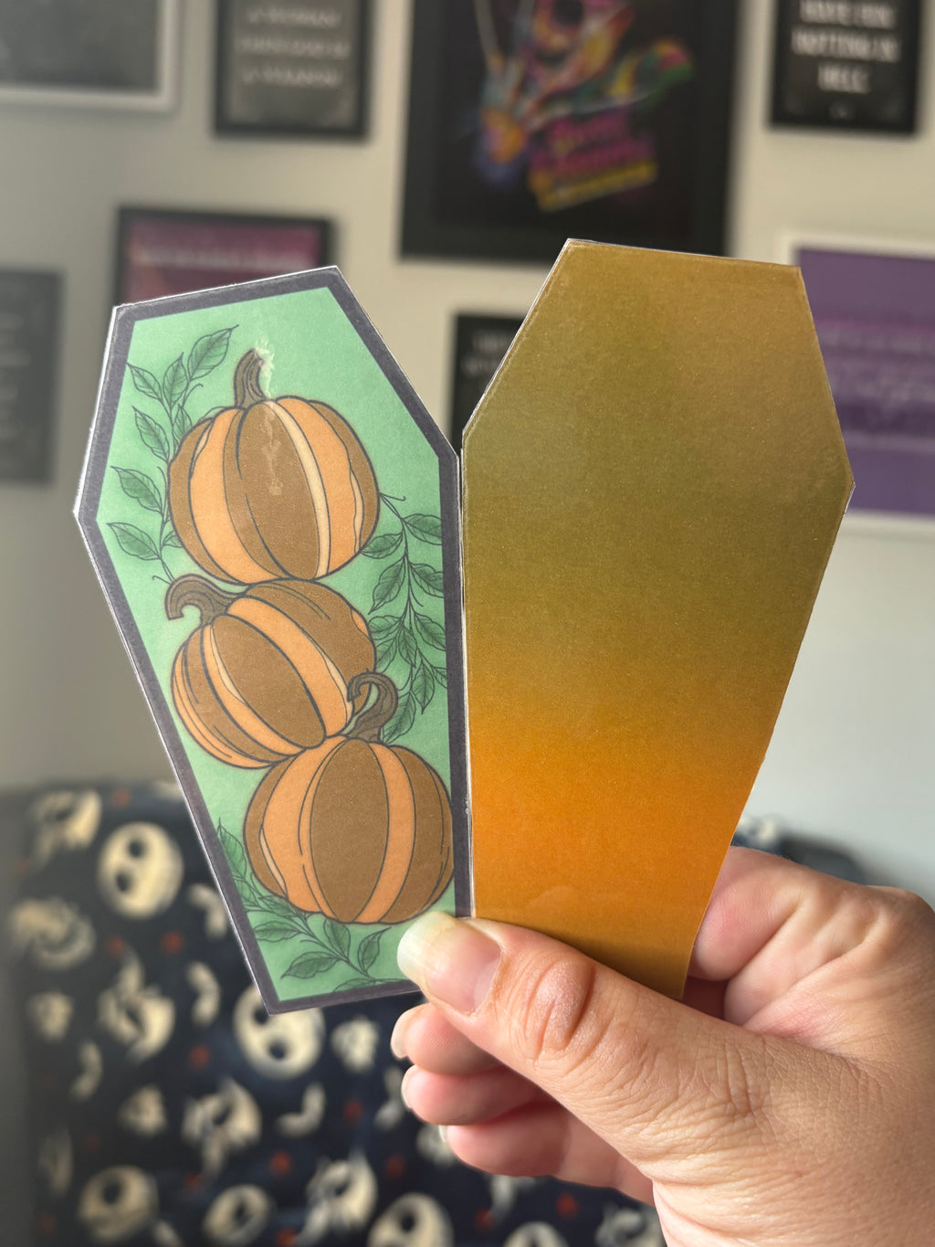 Coffin Shaped Pumpkin Bookmark