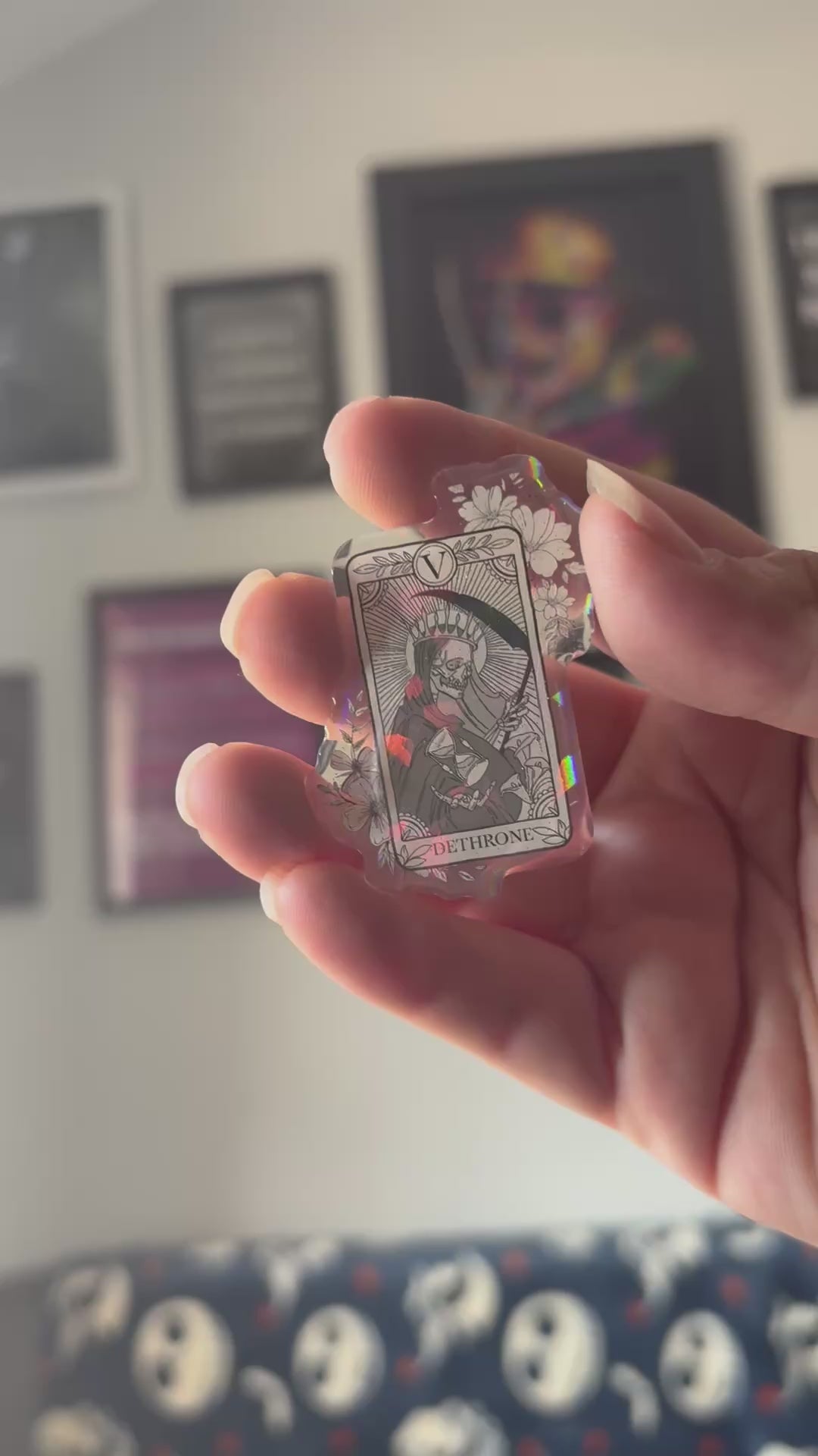 Dethrone Tarot Card Pin Badge